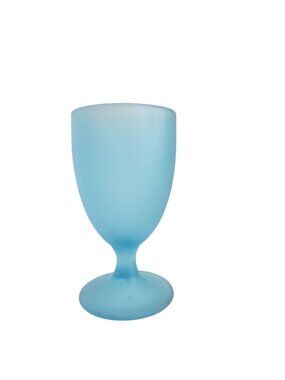 Frosted Blue Glass Goblet Chalice Vintage Decorative Drinkware Elegant Matte Fro
